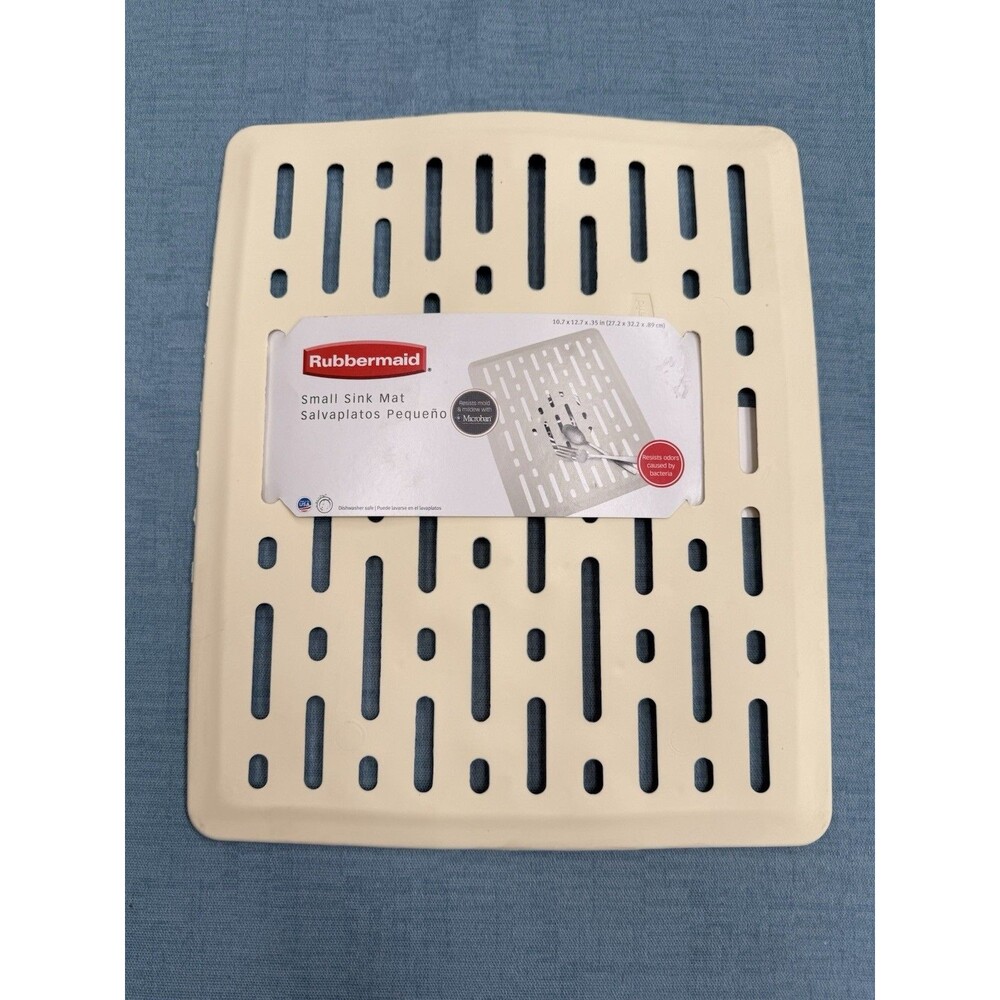 Rubbermaid Sink Mat Rubber Dish Protector Almond Small 10.7 x 12.7 in NOS
